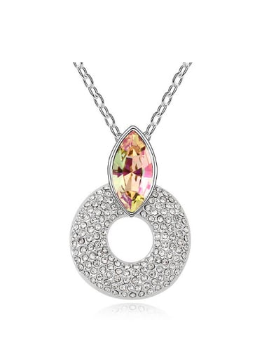 Simple Hollow Round Pendant austrian Crystal Alloy Necklace