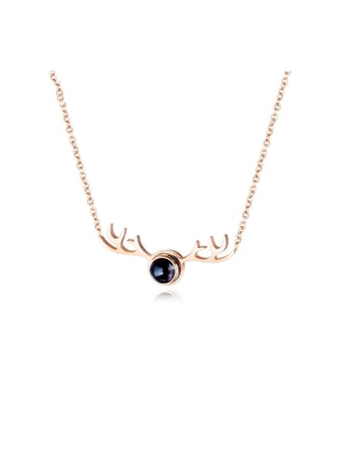 Titanium With Rose Gold Plated Simplistic AnimalAntlers Necklaces