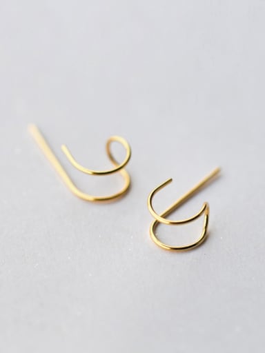 Exquisite Gold Plated Geometric Shaped Silver Stud Earrings
