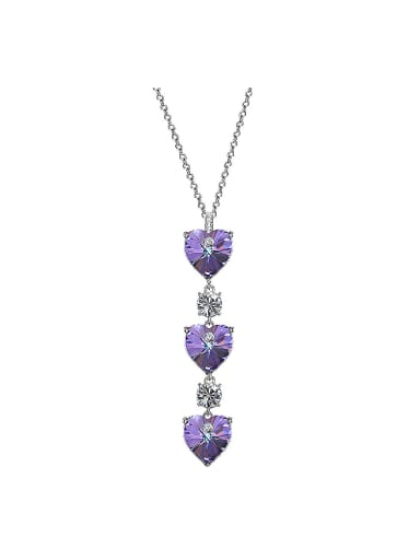 Heart-shaped Purple Crystal Necklace
