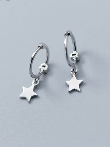 925 Sterling Silver With Platinum Plated Simplistic Star Clip On Earrings