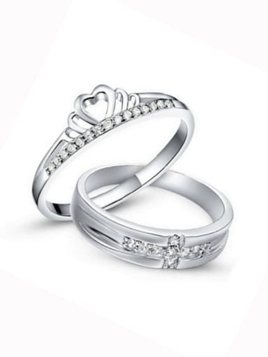 925 Sterling Silver With Cubic Zirconia  Simplistic Crown Loves Free Size  Rings