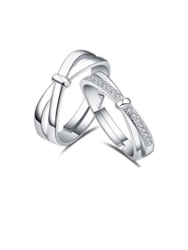 925 Sterling Silver With White Gold Plated Simplistic Band Rings
