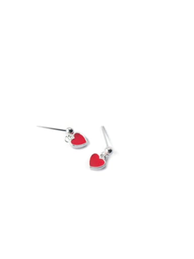 S925 Silver Sweet Red Love Drop stud Earring