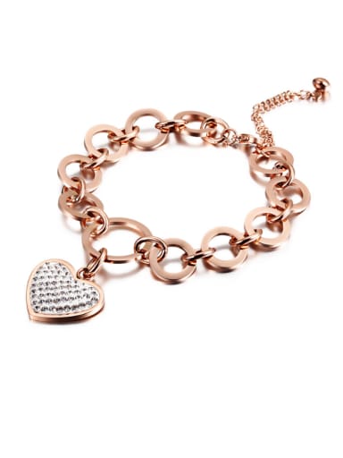 Love Heart Diamond Circle Rose Gold Bracelet