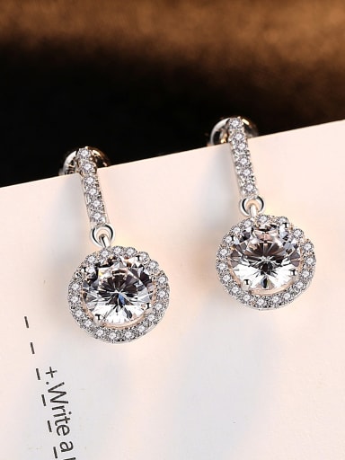 Sterling silver inlaid with 3A zircon classic glitter Earrings