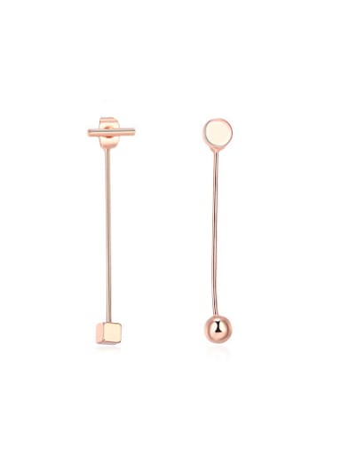 Personality Rose Gold Plated Geometric Asymmetric Earrings