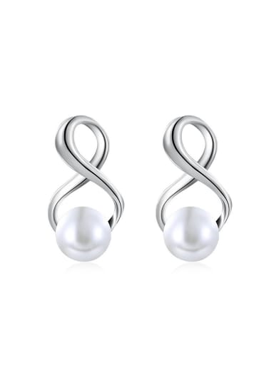 Women Temperament Geometric Shaped Artificial Pearl Earrings