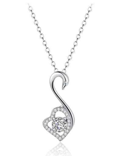 Fashion Heart Swan Zirconias Pendant Copper Necklace