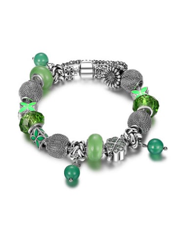 Women Elegant Green Glass Stone Bracelet