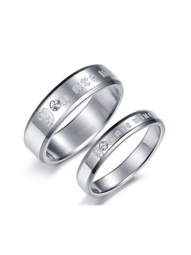 Fashion Monogram-etched Titanium Smooth Lovers Ring
