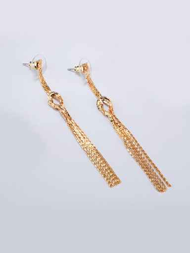 Simple Tassels Gold Plated Copper Drop Earrings