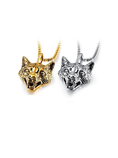 Titanium With Two-Color Plating Personality Animal Lion Head Pendants