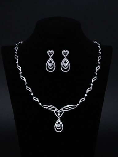 Bridal Necklace Wedding Earrings Two Pieces Jewelry