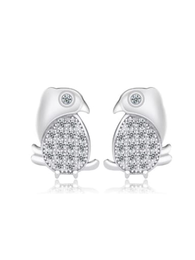 Adorable Micro Pave Zircons Owls Stud Earrings