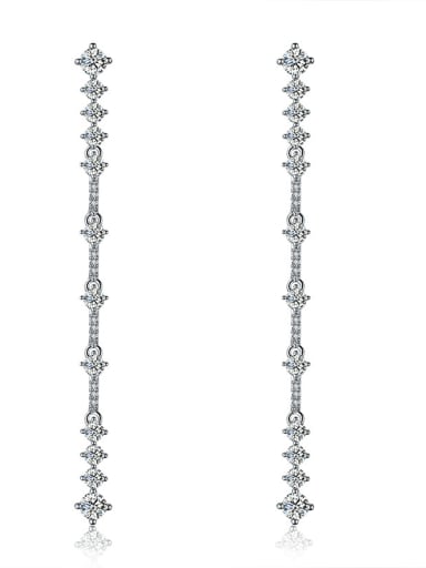 Copper With 18k White Gold Plated Classic Charm Bridal Drop Earrings