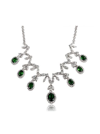 Exquisite Green Water Drop Shaped Zircon Necklace
