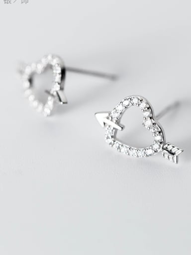 S925 white fungus, female fashion, sweet, diamond piercing piercing earrings, romantic love E7966