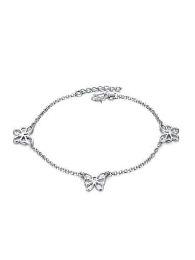 Simple Hollow Butterflies Platinum Plated Anklet
