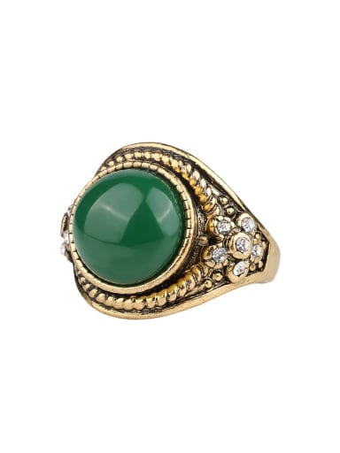 Retro style Resin Round stone Crystals Alloy Ring