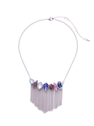 Irregular Artificial Stones Tassel Pendant Women Necklace