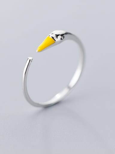 925 Sterling Silver With Silver Plated Cute Animal swan Rings