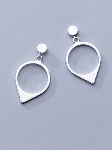 925 Sterling Silver With Platinum Plated Simplistic Geometric Drop Earrings
