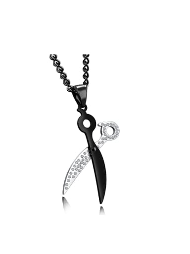 Personalized Scissors Rhinestones Titanium Necklace