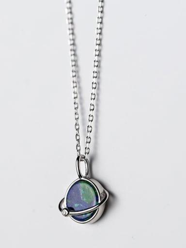 Fashionable Green Round Shaped Crystal S925 Silver Necklace
