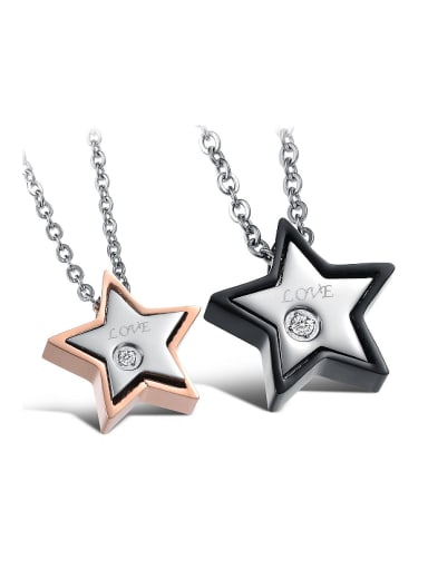 Fashion Rhinestone Star Titanium Lovers Necklace