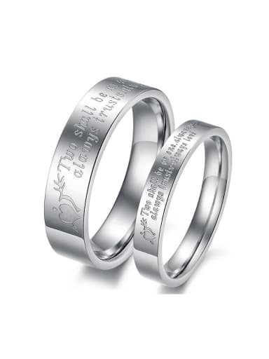 Simple Monogram-etched Titanium Lovers Ring