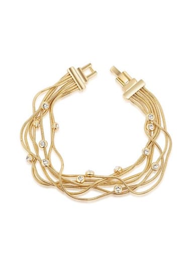 Multi-layer Design 18K Gold Rhinestone Bracelet