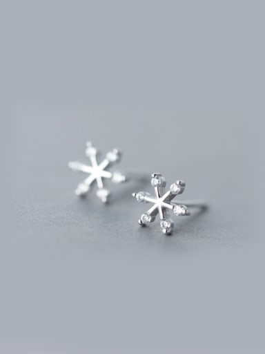 S925 Silver Fashion zircon Snowflake Stud cuff earring