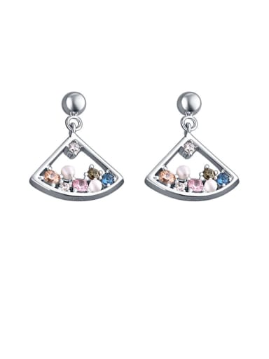 925 Sterling Silver With Cubic Zirconia  Fashion Scalloped skirt  Earrings