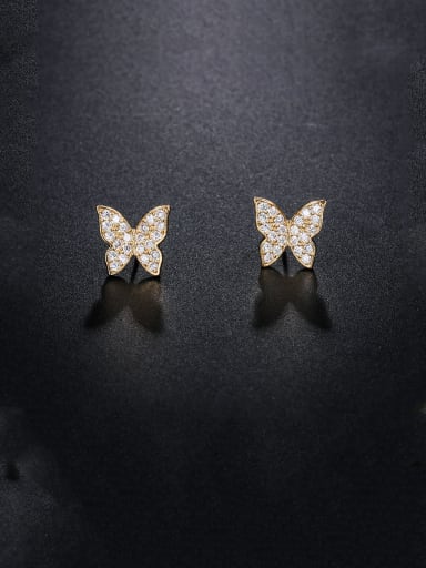 Copper With Cubic Zirconia Cute Butterfly Stud Earrings