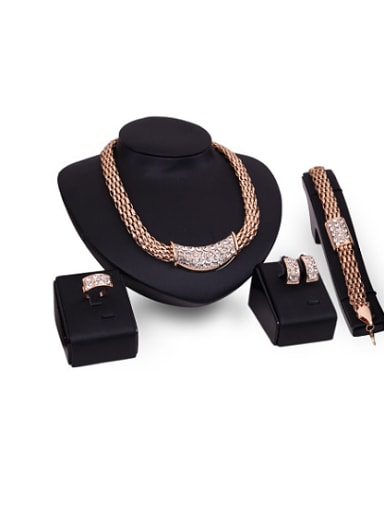 2018 2018 2018 2018 2018 Alloy Imitation-gold Plated Vintage style Rhinestones Four Pieces Jewelry Set