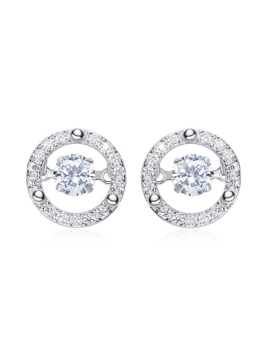Simple Cubic Rotational Zircon Hollow Round 925 Silver Stud Earrings