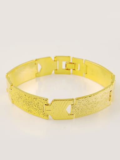 Men Exaggerated 24K Gold Plated Geometric Shaped Copper Bracelet