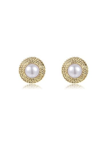 Creative 18K Gold Plated Artificial Pearl Stud Earrings