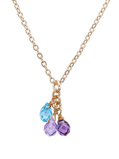 All-match 16K Gold Plated Multi-color Zircons Necklace