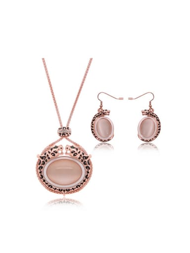 Alloy Rose Gold Plated Fashion Artificial Stones Leopard Two Pieces Jewelry Set