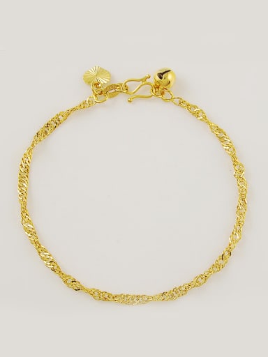 Women Fashion Heart Shaped Bell 24K Gold Plated Bracelet