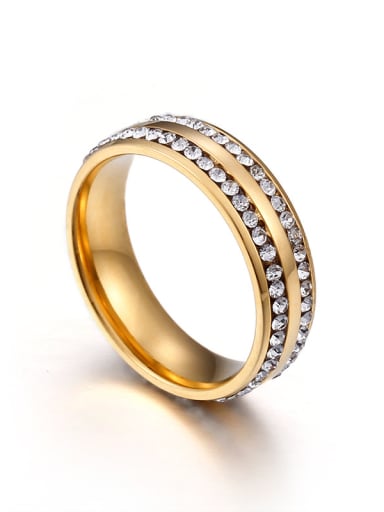Stainless Steel With Rhinestone Trendy Round Band Rings