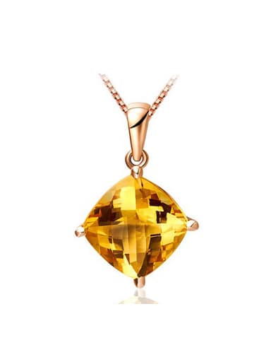 Fashion Yellow Crystal Rose Gold Plated Copper Pendant