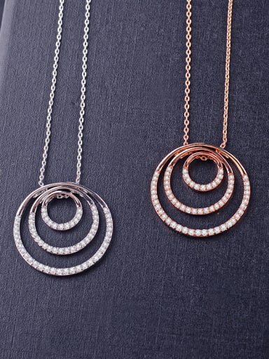 Fashion circle AAA zircon necklace rose gold silver two color selectable