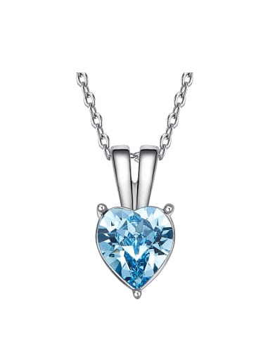 Simple Heart shaped Blue austrian Crystal Necklace