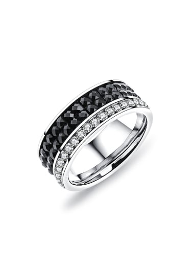 Simple Rhinestones Titanium Men Ring