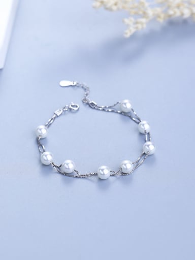 2018 Women 925 Silver Pearl Bracelet