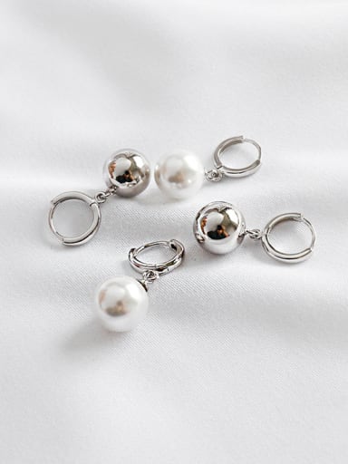 925 Sterling Silver With Platinum Plated Fashion Ball Clip On Earrings