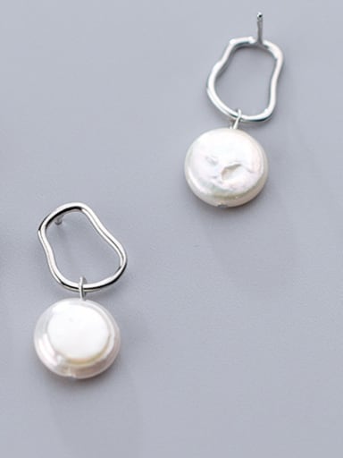 925 Sterling Silver With Platinum Plated Delicate Irregular Drop Earrings